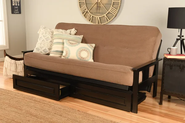 Kodiak Furniture Monterey Full Futon with Fabric Mattress in Mocha Brown/Black - KFMODBKMMOCHLF5MD4