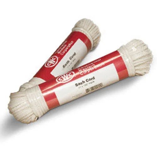 Cwc Glazed Sash Cord - Size #4, 1/8 inch x 100 ft., White (Pack of 12 Hanks)