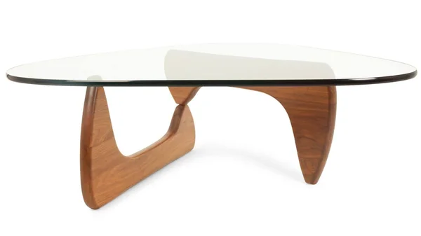Triangle Coffee Glass Top Table - Walnut