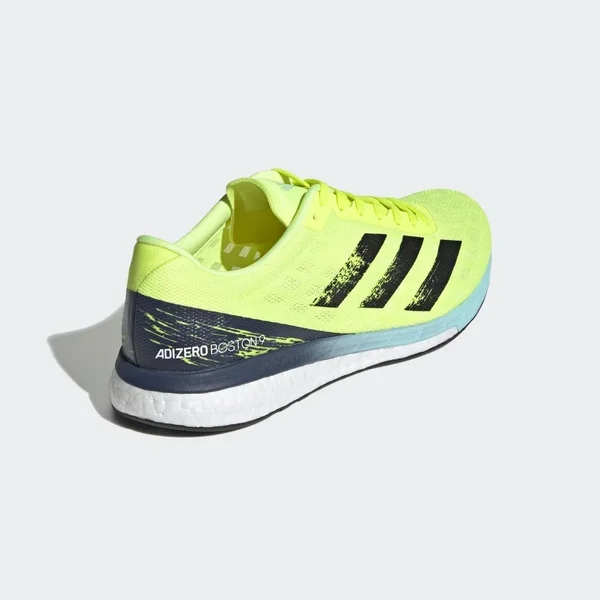 Adidas Adizero Boston 9 Shoes - Men's - Solar Yellow, Core Black, Blue - 8.5