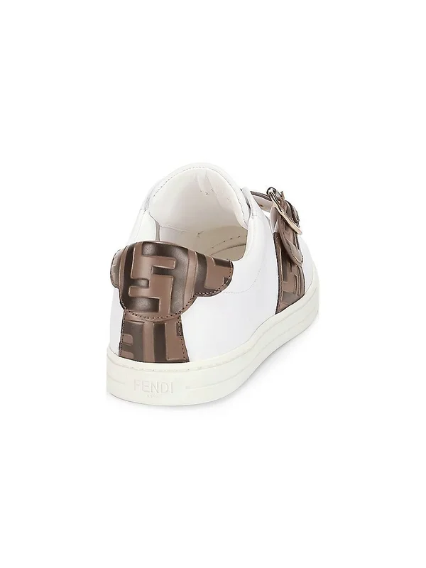 Fendi Women's Logo Strap Leather Sneakers - White - Size 10.5