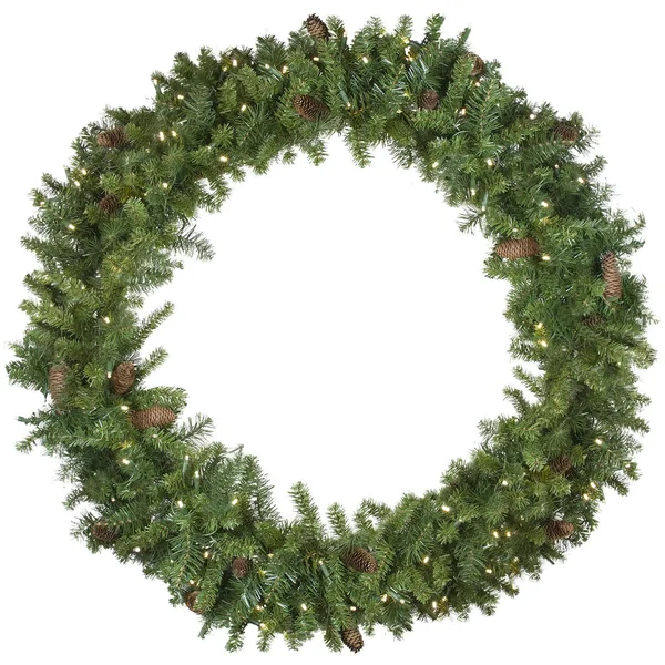 Northlight 48 in. Pre-Lit Dakota Red Pine Artificial Christmas Wreath - Warm White LED Lights