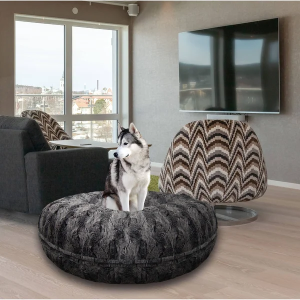 Bessie and Barnie Signature Arctic Seal Luxury Extra Plush Faux Fur Bagel Pet, Dog Bed - XL - 50x22