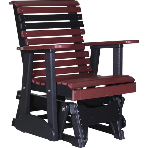 LuxCraft Rollback Recycled Plastic 2ft Glider Chair - Weatherwood on Chestnut Brown