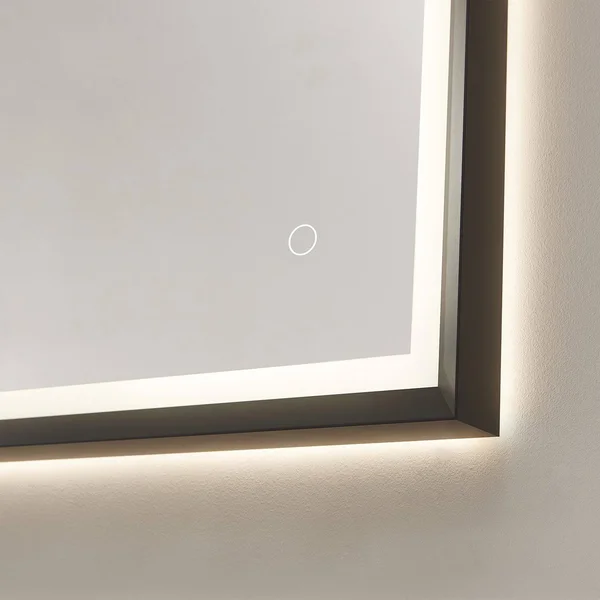 Vinnova Como Rectangle LED Lighted Accent Bathroom/Vanity Wall Mirror, 24x22, Matte Black