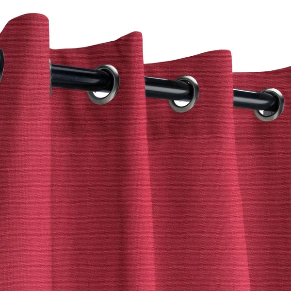 Sunbrella Canvas Burgundy Outdoor Curtain with Nickel Grommets 50 in. x 120 in.