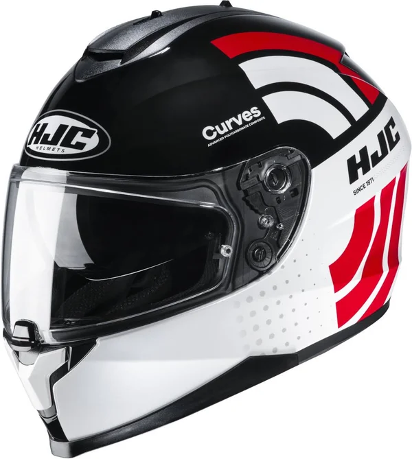 HJC C70 Curves Helmet, black-white-red, Size 2XL