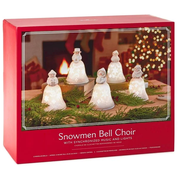 Hallmark Snowmen Bell Choir Musical Decorations with Light - Set of 5
