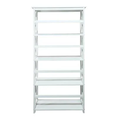 Hitz 63x22 H x 29.5x22 W Solid Wood Etagere Bookcase Color: White