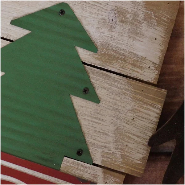 Raz 28x22 Rustic Wood and Metal Red Truck Carrying Tree Wall Art