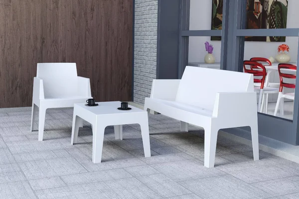 Compamia Box Resin Outdoor Bench White