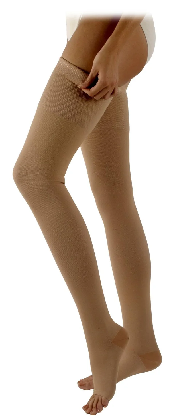 Sigvaris Natural Rubber Thigh High w/ Grip Top, Open Toe 30-40mmHg - Beige - Size L3 - 503NL3O77