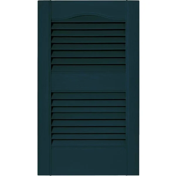 Builders Edge 14.5W in. Louvered Vinyl Shutters Midnight Blue