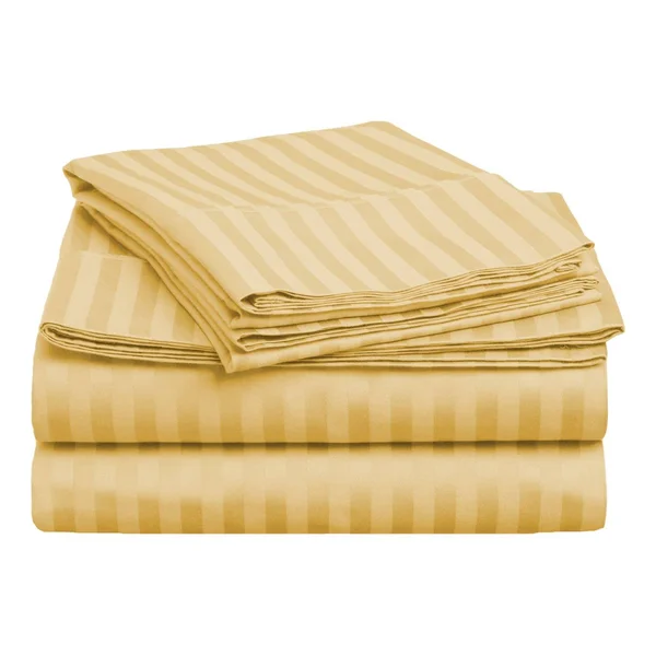 Superior 400 Thread Count Combed Cotton Striped Sheet Set Single Hunter Green California King