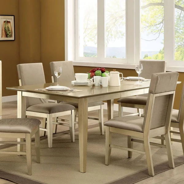 Furniture of America Cherlize Contemporary Gold 78 inch Dining Table