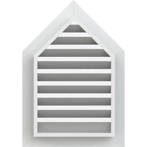 12 inchw x 16 inchh Peaked Top Gable Vent (17 inchw x 20 5/8 inchh Frame Size) 4/12 Pitch: Functional - PVC Gable Vent w/ 1 inch