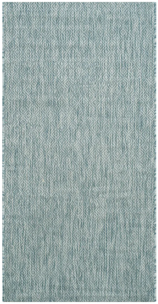 Safavieh Indoor/ Outdoor Courtyard Aqua/ Aqua Rug - 6&7x22 x 6&7x22 Round