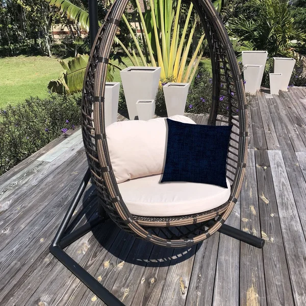 Joita Home Weave Navy Indoor/Outdoor Pillow - Sewn Closure