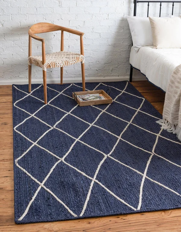Braided Jute Rug Navy Blue - Rectangle 8& x 11&