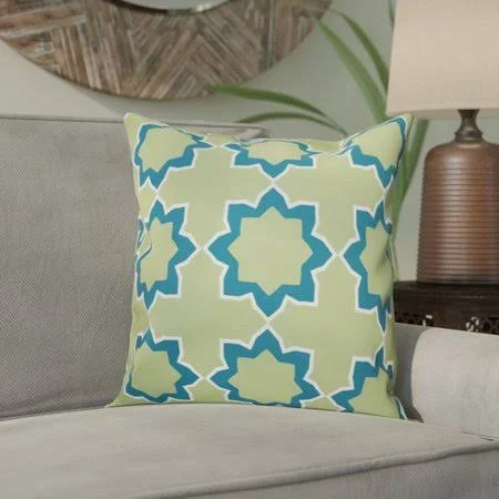 Bungalow Rose Oliver Bohemian 2 Geometric Outdoor Throw Pillow Size: 20x22 H x 20x22 W - Color: Teal