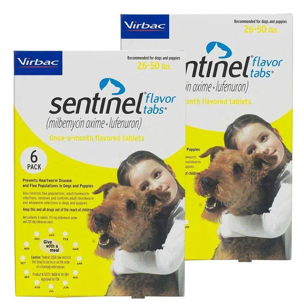 Sentinel for Dogs Yellow - 26-50lbs. 12 Month Supply