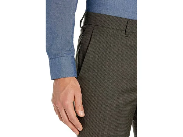 Kenneth Cole Reaction Men's Extra Slim-Fit Stretch Micro Check Houndstooth Dress Pants - Chocolate