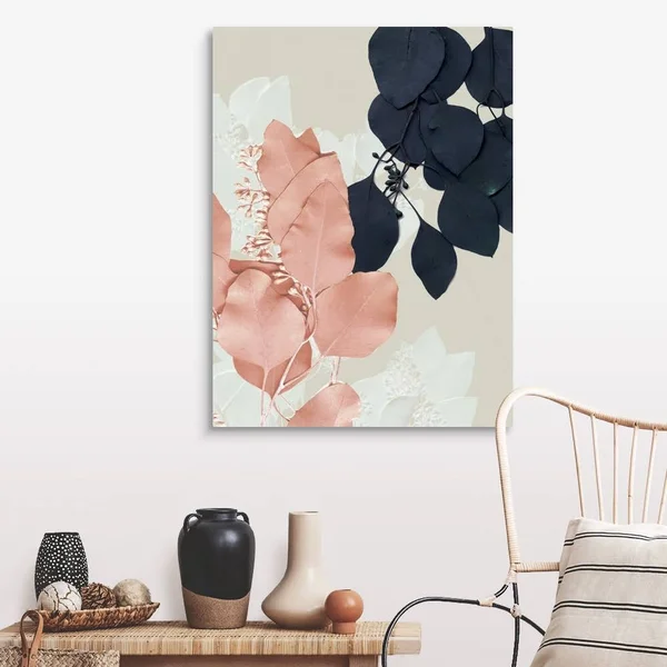 Indigo and Blush Leaves IV - Canvas Wall Art, 30x40, Great Big Canvas