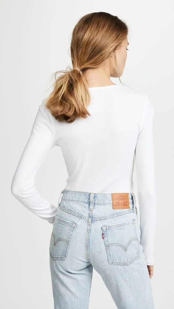 Splendid - White Women's 1x1 Long Sleeve Crew Shirt - Size XL