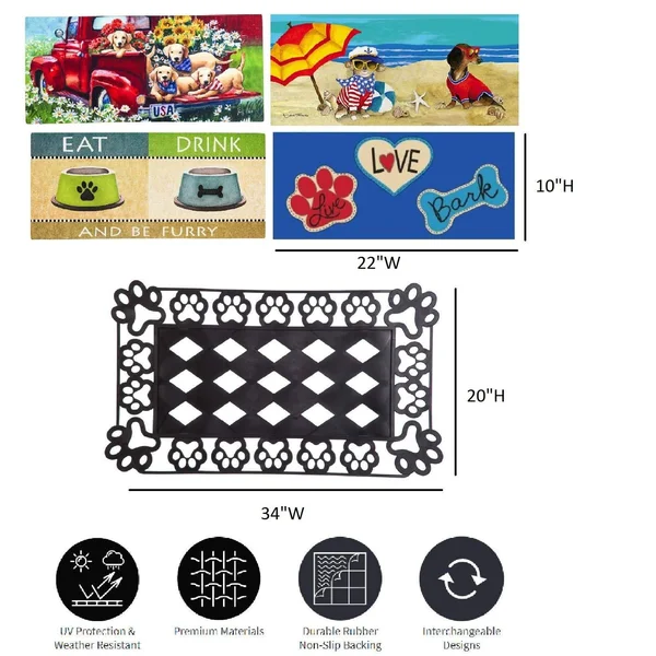 Evergreen Flag Sassafras Doormat Dog Lovers Floormat Set of 5