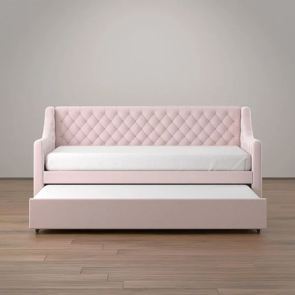 Little Seeds Ambrosia Upholstered Daybed With Trundle - Pastel Pink