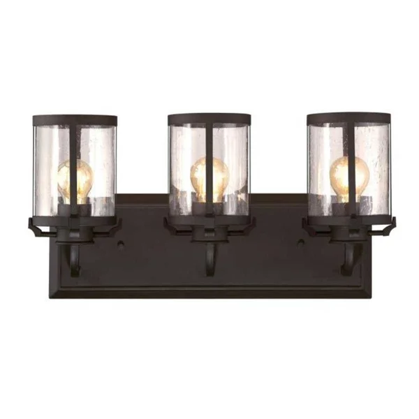 Westinghouse 6368100 3 Light Wall Fixture Oil Rubbed Bronze Finish Clear Seeded Glass