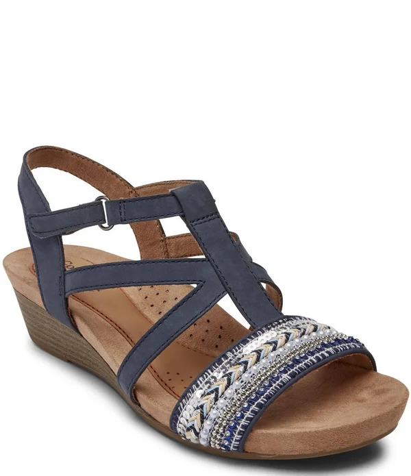 Rockport Women's Cobb Hill Hollywood Wedge Slingback, Size: 5.5, Admiral Blue Suede