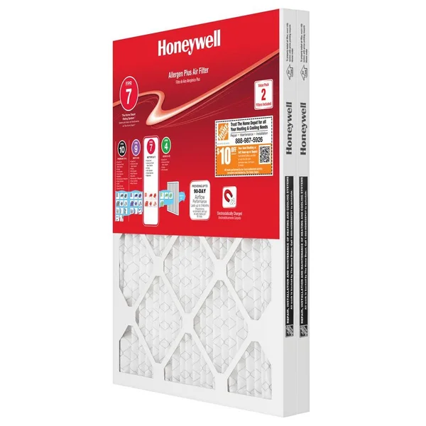 Honeywell 20 x 25 x 1 Allergen Plus Pleated MERV 11 - FPR 7 Air Filter (6-Pack)