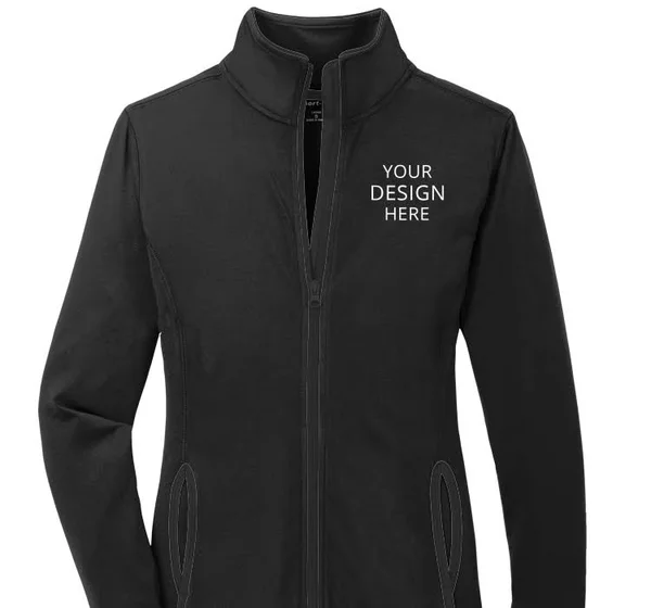 Custom Embroidered Sport - Tek Women's Ladies Sport-Tek Stretch Contrast Full-Zip Jacket - Size: L, Black/Charcoal Grey