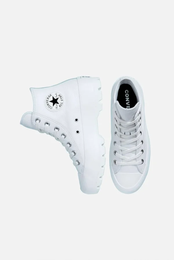 Converse White Leather Chuck Taylor All Star Lugged High Sneakers