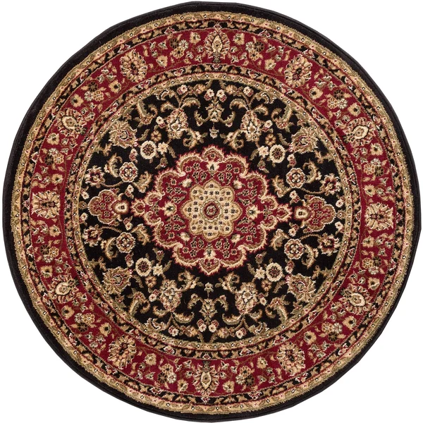 Well Woven Barclay Medallion Kashan Black Traditional Area Rug 5&3x22 Round