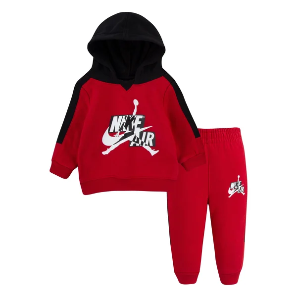 Boys& Infant Jumpman Classics Fleece Pullover Hoodie and Jogger Pants Set in Red Size 12 Mo, Cotton/Polyester/Fleece by Jordan
