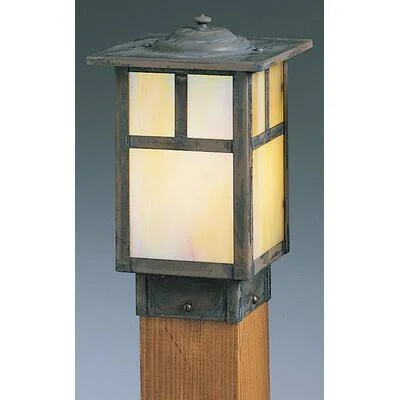 Mulhall Outdoor 1-Light Lantern 10x22 Fence Post Cap Millwood Pines Size, Overlay: 8.5” H x 6x22 W, Empty, Color: Mission Brow