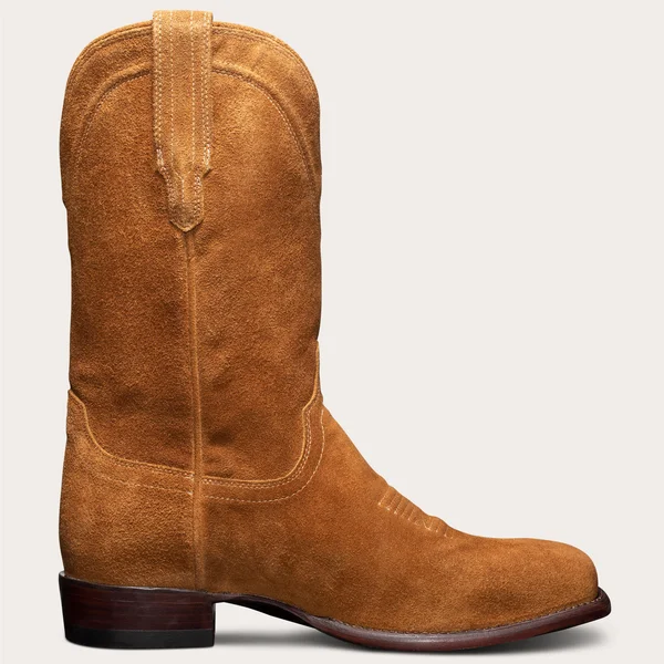 Tecovas, Men's Suede Square Toe Cowboy Boot, Tan Brown 14 EE-Wide