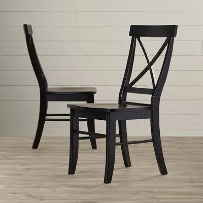 Solid Wood Cross Back Side Chair August Grove Color: Black