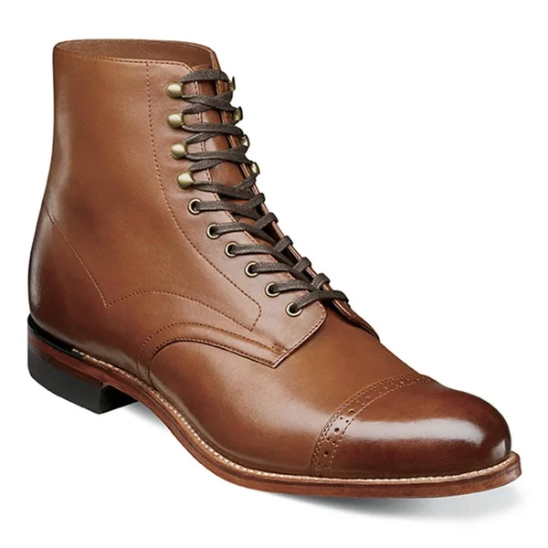 Stacy Adams Shoes Madison Cap Toe Boot Cognac Size 8.5