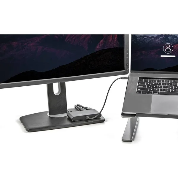 StarTech.com Thunderbolt 3 Mini Dock with Portable Dual Monitor TB3 Docking Station DisplayPort 4K 60Hz with 1x USB-A, GbE with