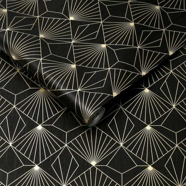 Graham & Brown Diamond Black and Gold Wallpaper