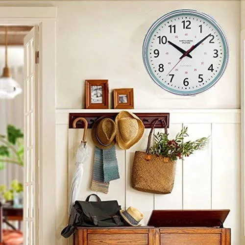YAVIS 2018 Countryside Style Metal Wall Clock, Retro/vintage Wall Clock, Non Ticking, Silent 12.4x22 inch