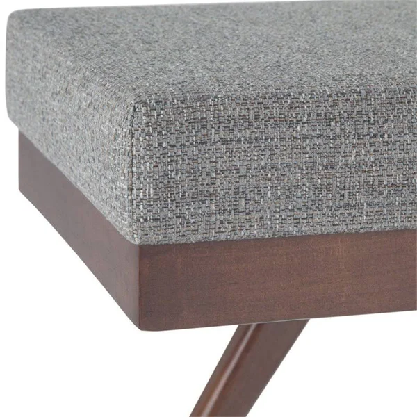 Simpli Home Chanelle Mid Century Ottoman Bench - Pebble Grey