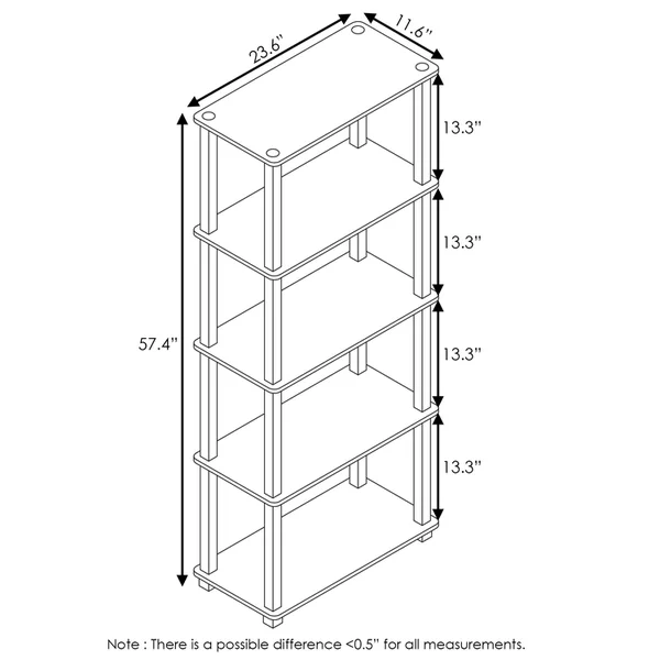 Furinno Turn-S-Tube 5-Tier Multipurpose Shelf Display Rack with Square Tubes - Light Blue/White