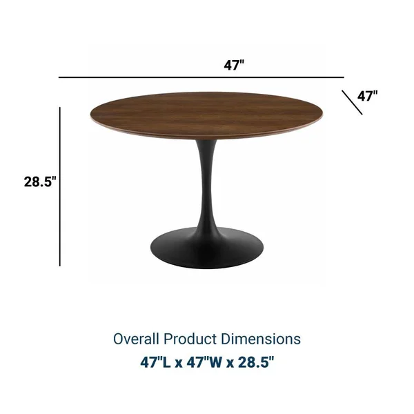 Modway Lippa 47x22 Round Walnut Dining Table - Black Walnut