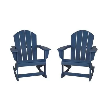 Westintrends Outdoor Rocking Chairs (Set of 2) for Patio Furniture Seating, Navy Blue, Size: One Size