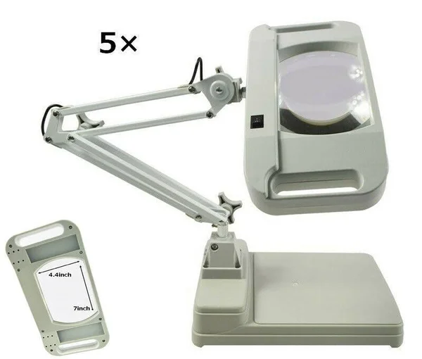 5X Magnifier LED Lamp Light Magnifying White Glass Lens Desk Table Repair