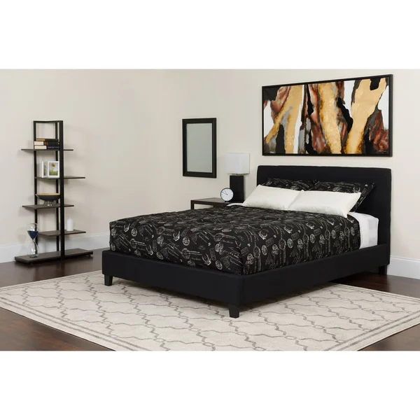 81x22 Black and White Rectangular Tufted Upholstered Platform Bed - Full Size